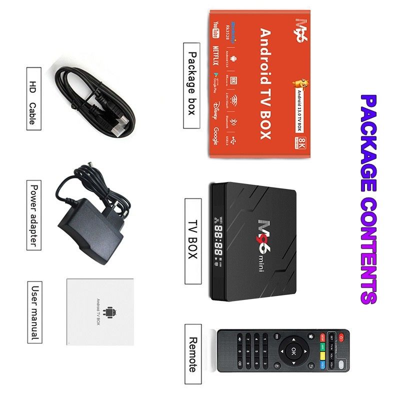 แอนดรอยด์ 13.0 TV Box M96 มินิ 4GB DDR4 แรม 2.4G 5G BT5.0WIFI6