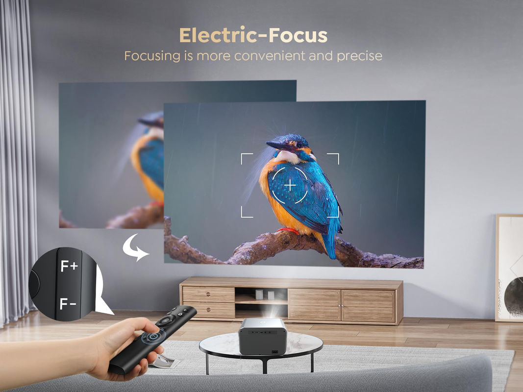 แอนดรอยด์ 9.0 สินค้าใหม่ ไฟฟ้าโฟกัส LED+LCD HDMI โปรเจคเตอร์ 200 ลูเมน
