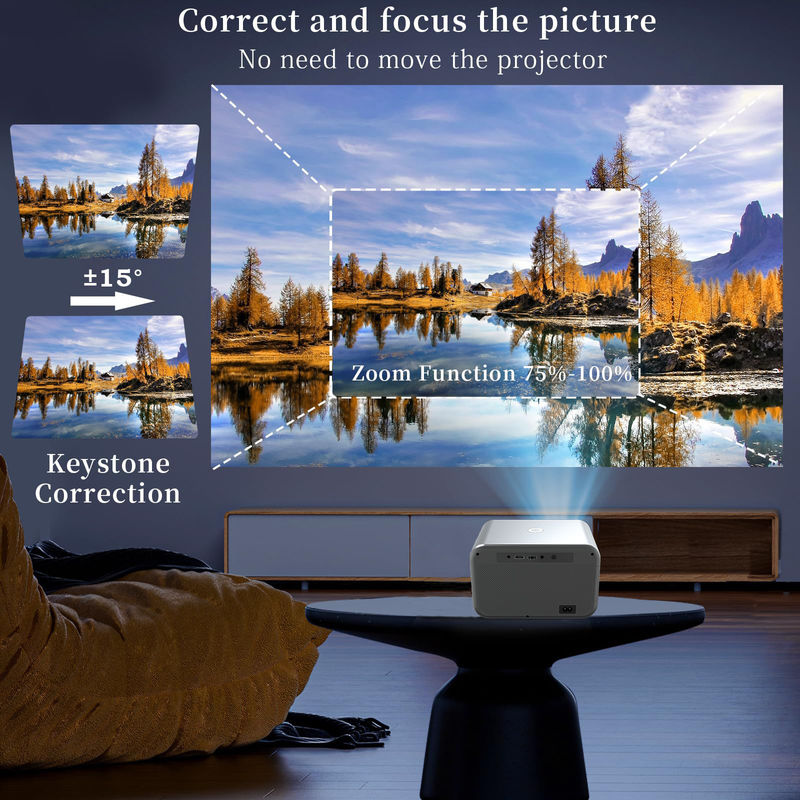 AC100-240V, 50/60Hz แอนดรอยด์ 9.0 สินค้าใหม่ ไฟฟ้าโฟกัส LED+LCD HDMI โปรเจคเตอร์ 200 ลูเมน