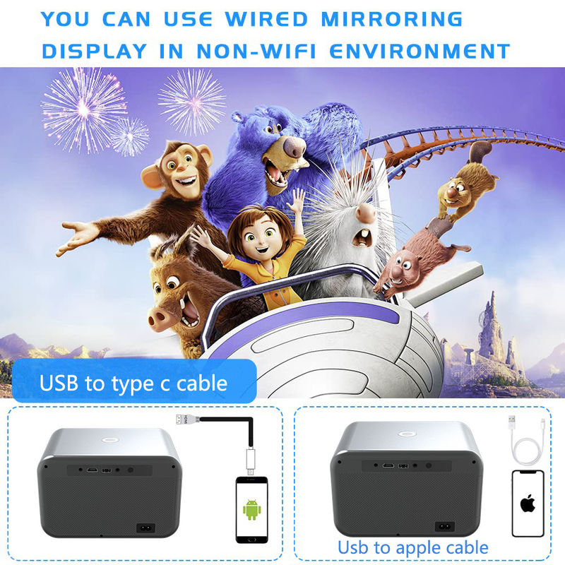 AC100-240V, 50/60Hz แอนดรอยด์ 9.0 สินค้าใหม่ ไฟฟ้าโฟกัส LED+LCD HDMI โปรเจคเตอร์ 200 ลูเมน