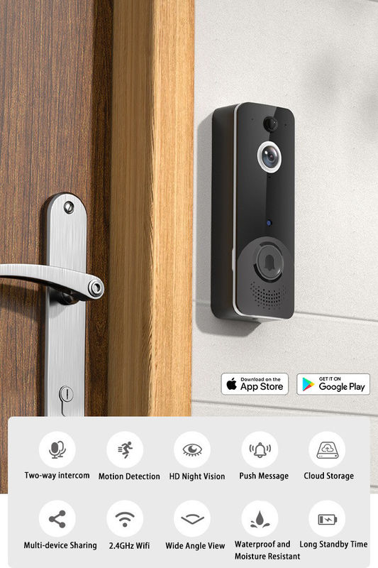 แอพ Smart Wireless Ring กลองประตูด้วยเสียงเสียง 140 องศา มุมกว้างพลังงานต่ํา Video กลองประตู