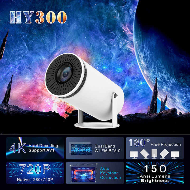 โปรเจคเตอร์ LCD HY300 พกพา ด้วยความละเอียด 1280 * 720P 2.4G / 5G / BT41