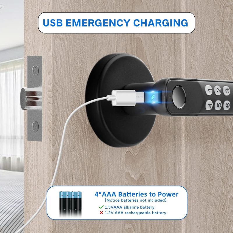 Foxgard T01 Smart Door Lock การเข้าใช้งานโดยไม่ใช้กุญแจ สับสนธิซิงค์ การควบคุมลายนิ้วมือและแอปสําหรับความปลอดภัยในบ้านและสํานักงาน